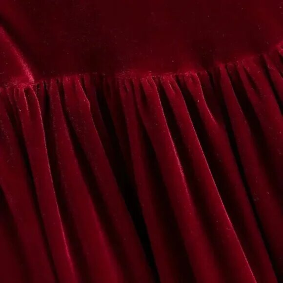 Crimson Velvety Bow-Knot Hem Dress - Picture 6 of 6